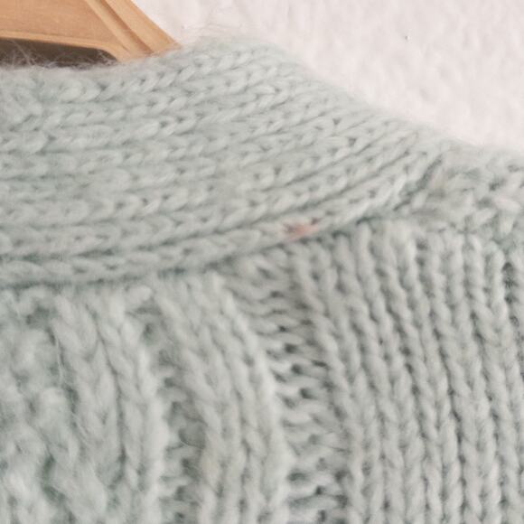 A New Day Wool Blend Fisherman Mint Green Cardigan Sweater Size XS - Picture 9 of 9